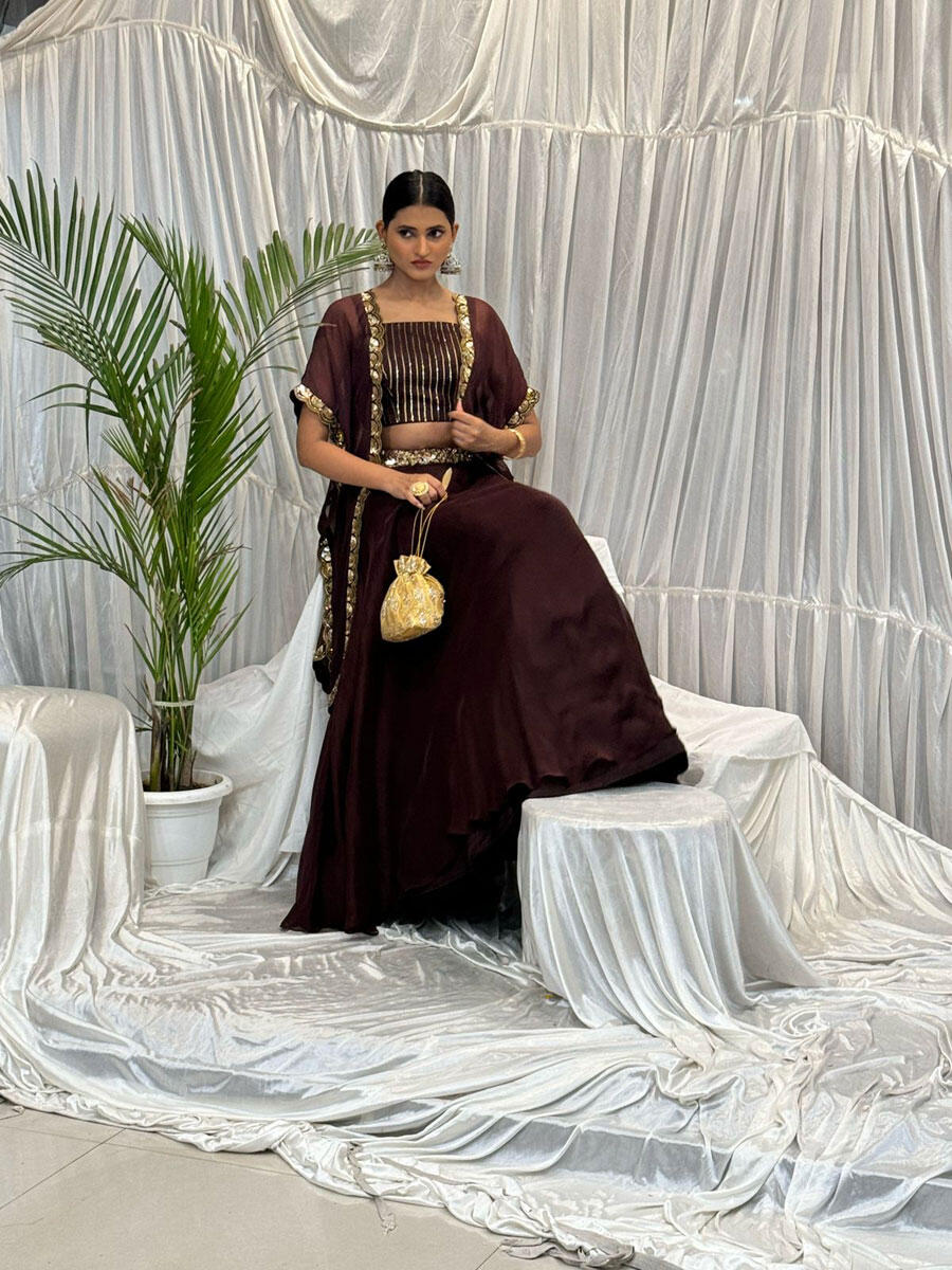 Noor Mirror Work Georgette Lehenga Set